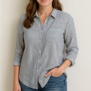 Velvet Heart Striped Button Down Tunic M Casual Resort